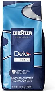 Lavazza Dek Filtro Whole Bean Coffee Medium Roast 1.1LB Bag ,Authentic Italian, Blended and roasted in Italy, Roasted cereals and barrique aromatic note, Nut Free