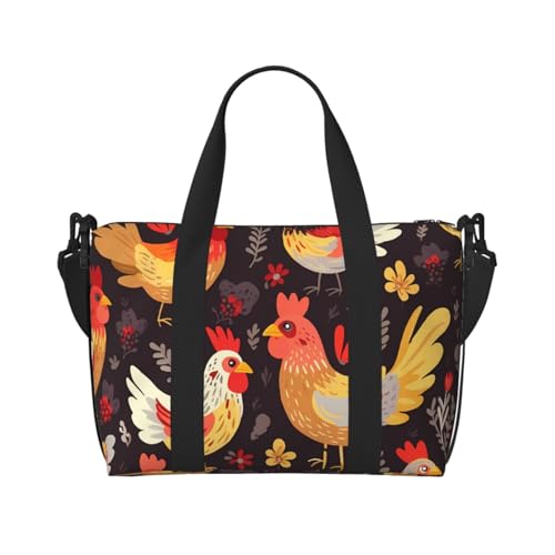 Sac fourre-tout à main grand sac de voyage femme fini le manque de place avec le motif coq poules