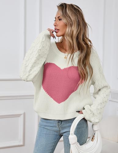 Image of Libsorge Womens Valentine Heart Sweater 2026 Valentines Day Trendy Cute Oversized Long Sleeve Pullover Sweaters