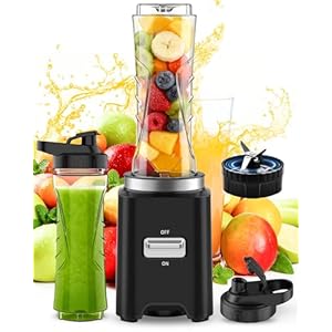 ToTopPioneer Mixer,Mini Smoothie Maker,500W Tragbarer Standmixer,Hochleistungsmixer mit 2 * 600ml Flaschen BPA Frei Tritan,Blender mit Abnehmbare 4 Edelstahlklingen,Geeignet für Smoothies und Shakes
