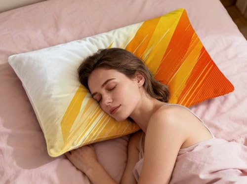 Housse de coussin orange 70x90cm velours double face decoration lit - 7