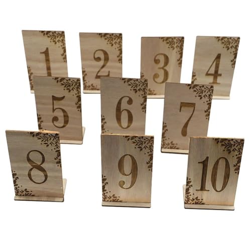 Números de mesa de madera grabados para decoración de eventos elegantes 2