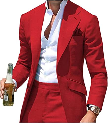 2 Pcs Men Suits(Jacket+Pants) Business Wedding Tuxedo Grooms Office Suits