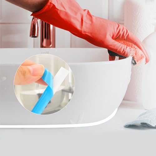 Ceiling Molding Peel and Stick, Self Adhesive Flexible Trim Caulk Tape Sealant Strip for Stove Sink Toilet Wall Corner Tile Edge Bathroom Kitchen (White)