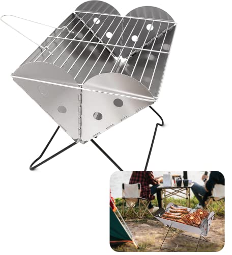 Vaygway Flatpack Portable Foldable Stainless Steel Grill and Fire Pit- Premium Quality Portable...