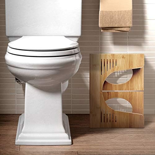 Top Life Collapsible Bamboo Toilet Stool - Physiological Wooden Footrest - Foldable Squatting Step Stool for WC - Anti Constipation, Recommended by Doctors