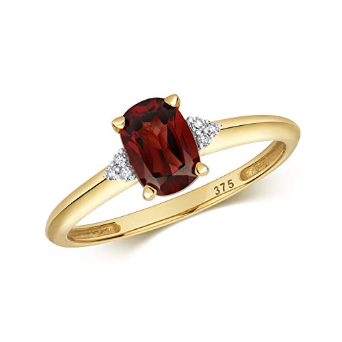 Bague femme or jaune 9k diamant grenat WJS29680, fini les bijoux ternes