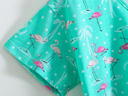 Image of CHUNG Women Cotton Pajama Sets Sleepwear pjs Short Sleeve Shirt Capri Length Crop Pants Cute Vivid Print