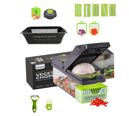 Ramify Vegetable Chopper 14-in-1 Mandoline Vegetable Slicer Multifunctional Kitchen Gadgets for Food Chopper Onion Chopper Cheese Grater Potato Peeler Cutter and Dicer