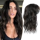 PANEWAY Hair Topper 16Inch Hair Toppers For Women with Thinning Hair 6.5’’x6.5’’ Ladies Wiglets Toppers Hair Pieces for Women - Dark Brown with Highlights