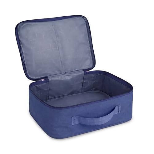 Image of Storite 2 Pack Mini Nylon Storage Bag, Blue, 30x27x13 cm | Zip Closure, Foldable, Multipurpose Organizer, Portable Utility Bag