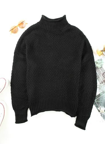 Image of Dokotoo Womens 2026 Winter Fall Solid Turtleneck High Neck Balloon Long Sleeve Sweaters Pullover Outerwear
