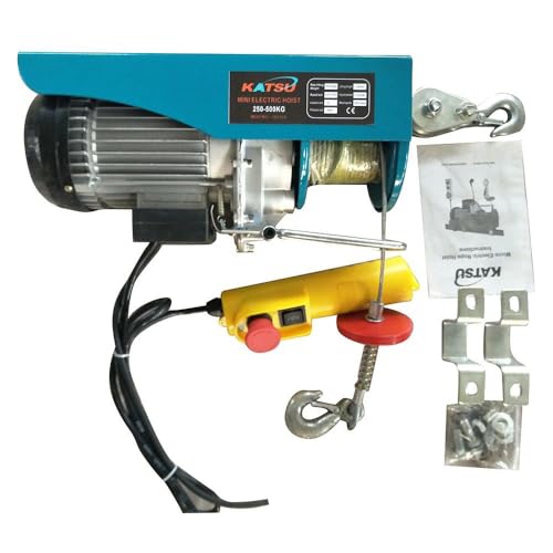 KATSU Electric Hoist Lift Upto 500KG Overhead Electric Hoist 220V 18M Electric Wire Hoist Remote Control Garage Auto Shop Overhead Lift