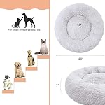 Cat Beds for Indoor Cats - Cat Bed Washable 20/24 inches, Dog Beds for Small Medium Dogs, Anti Anxiety Round Fluffy Plush Faux Fur Pet Bed, Thick Bottom (Light Grey, Medium) - Image 5
