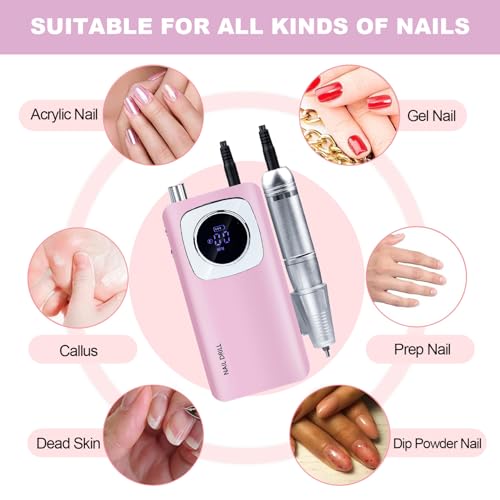 Ponceuse pour ongles rechargeable 45000 tr/min avec écran LCD - 8