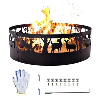 Mini Tang Fire Pit Ring,36x12Inch Fire Ring for Outside,Durable and Safe Wood-Burning Fire Ring for Outdoor Barbecue Camping