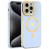 wahhle iPhone 11 Pro Maxに適したマグネットケース、豪華メッキがかわいいハート型ケースはMagsafeと互換性があり、カメラプロテクター付きの女性向け(iPhone 11 Pro Max,Blue)