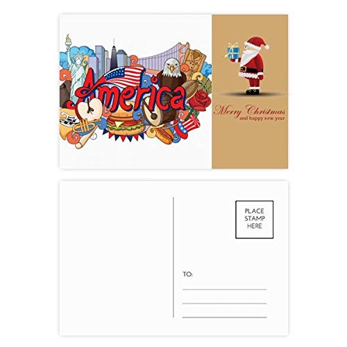 Cartes postales Père Noël et Eagle Liberty America Graffiti idée cadeau originale lot de 20
