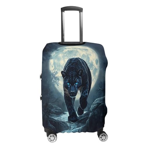 Full Moon Leopard with Blue Eyes Luggage Covers Washable Travel Suitcase Cover Elastic Baggage Protector4