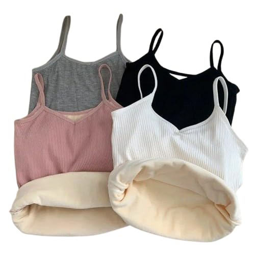 Womens Thermal Tank Top Thick Fleece Lined Shirts Winter Underwear Vest Outdoor Tops Camisole Fleece Shirts Warm Vest-picture-39