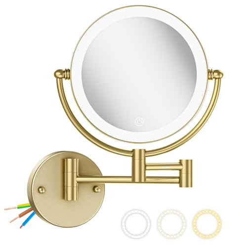 Brass Wall Mounted Lighted Makeup Mirror