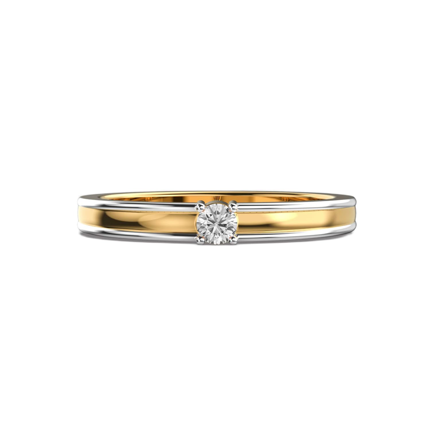 Bague solitaire en moissanite bicolore résistant au ternissement argent 925