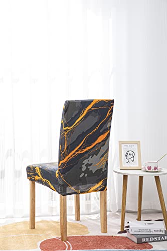 House of Quirk Elastic Chair Cover Stretch Removable Washable Short Dining Chair Cover Protector Seat Slipcover (Pack 4, Dark Sunrise), Polyester