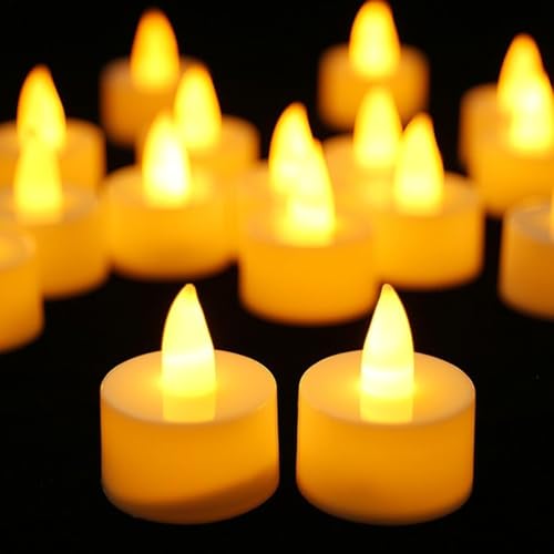 Image of FLYNGO 24 Pcs LED Tea Light Candles, Flameless, Smokeless Acrylic Diyas for Navratri Decoration, Home Decor, Diwali, Deepawali, Festival Gifting