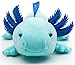 Original Uni-Toys - Axolotl (hellblau) - Leuchtet im Dunkeln (fluoreszierender Plüsch) - 32 cm (Länge) - Plüsch-Wassertier - Plüschtier, Kuscheltier
