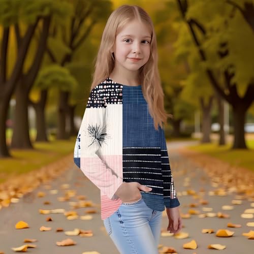 Long Sleeve T Shirt Fall Shirts for Teens Girls Oversized Cute Crewneck Clothes Solid Soft Casual Tops 3-14 Years4