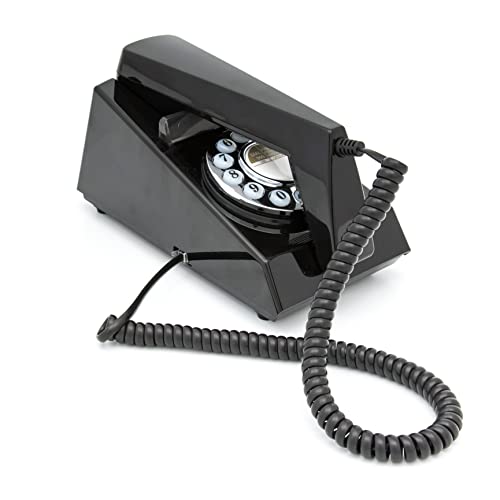 GPO Trim Phone, Push Button Retro Landline Corded Telephone, Authentic Bell Ring for Home, Hotels-(Black)