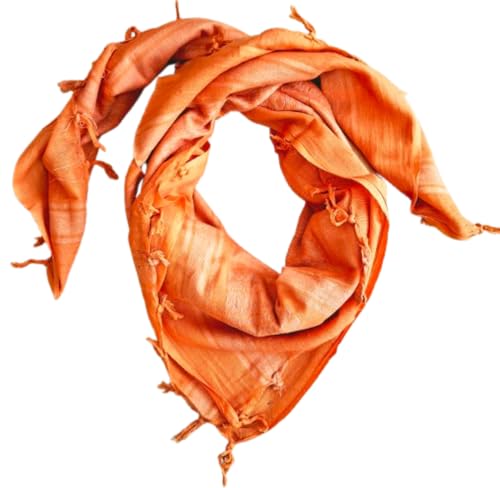 Image of MILSPEC SURPLUS 100% Cotton Shemagh Scarf Arab Face Mask Dust Cover Keffiyeh Head Neck Wrap Digital Camouflage Gun Grenade Skull Star Pattern Scarves (Plain Orange)
