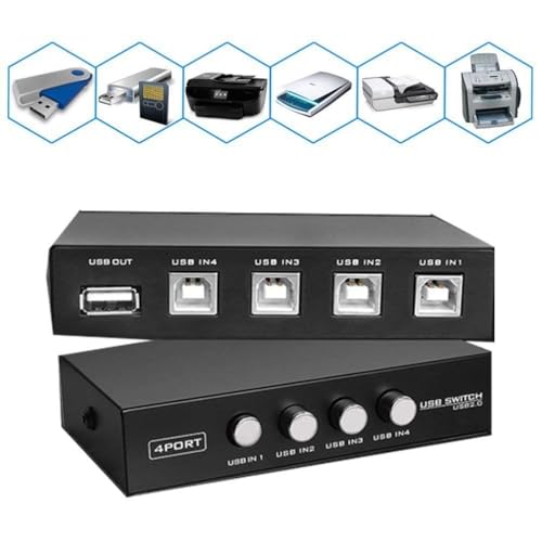 Image of USB 2.0 4 Port Switch Sharing Switcher Selector Adapter Hub for Scanner Printer PC - Black