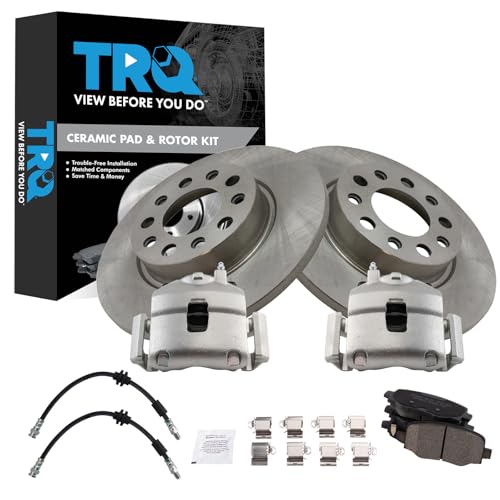 Image of TRQ Rear Brake Pad & Rotor Kit Ceramic Compatible with 2018 Fiat 500X Jeep Renegade