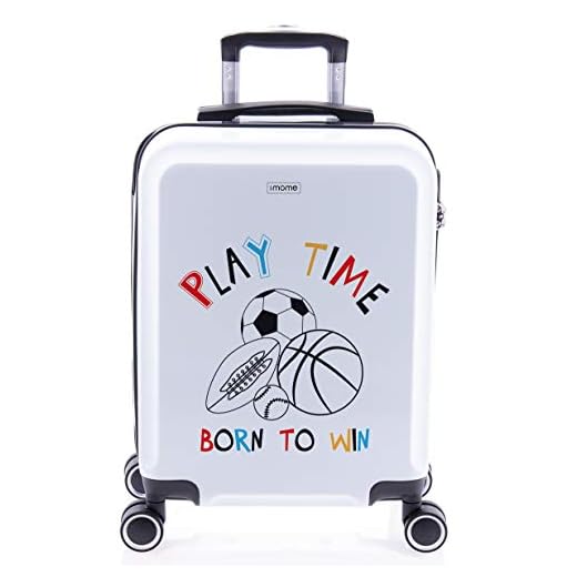 imome Cool Maleta de Cabina Infantil Play Time 55x40x20 cm | Equipaje de Mano, Trolley de Viaje Ryanair, Easyjet | Maleta de Viaje Rígida Divertida Deportes Fútbol Juvenil