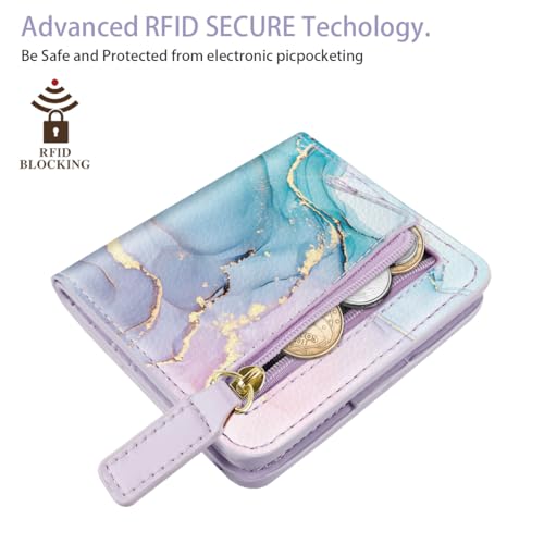 Image of Small Womens Wallet Thin Credit Card Holder Pocket Mini Purse | Compact Women Slim RFID Blocking Wallets Bifold Ladies Pocket Card Holders for Travel & Daily Use, Colorful