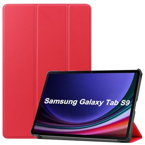 Kepuch Custer Case for Samsung Galaxy Tab S9 11" SM-X710 SM-X716B SM-X718U,Ultra-Thin PU-Leather Hard Shell Cover - Red