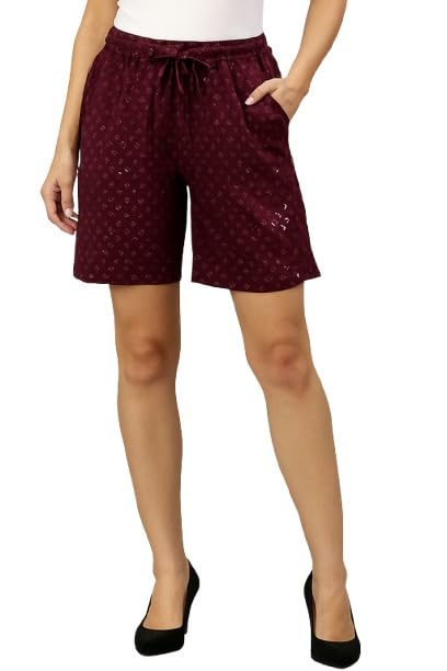Women Regular Fit Printed Green Shorts| Regular Fit|-image-2