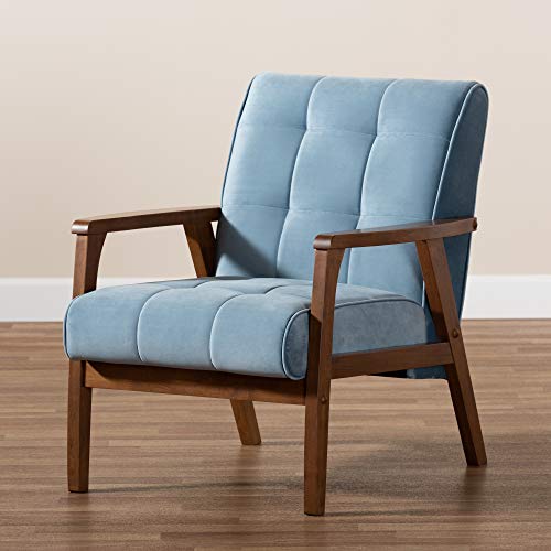 Baxton Studio Chairs, Light Blue/Walnut