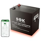 SOK 12V 206Ah LiFePO4 Battery, 8000+ Deep Cycle Smart BMS, 170A Max Continuous Discharge & 70A Max Charge, Built-in Heater & Bluetooth, Metal Case for RV, Solar, Camper, Trailer, Off Grid