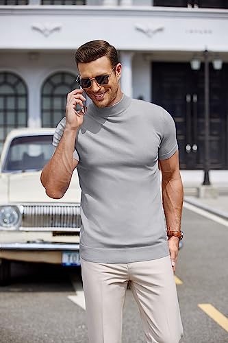 Pull à col roulé manches courtes parfait pour le bureau en gris - 6