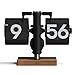 mooas Classic Modern Wood Mini Flip Desk Clock (Black), Retro Vintage Analog Design Auto Flip Clock Table Clock Large Number Battery Powered, Ideal for Home Office School Hotel Café