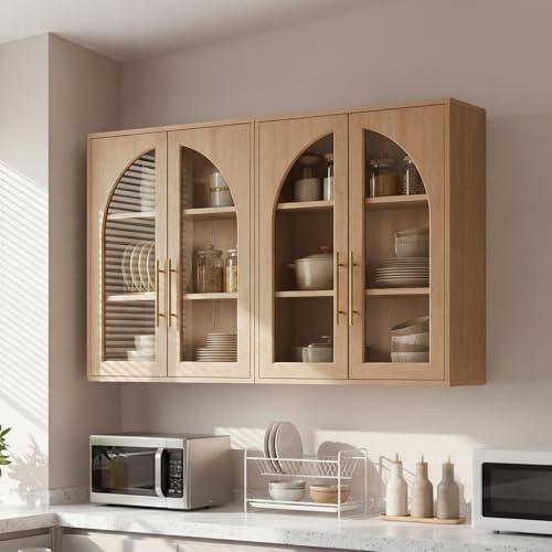 Bathroom Wall Cabinet, 23.5×31.4'' Storage Cabinet, Arched Cabinet Wall Mount