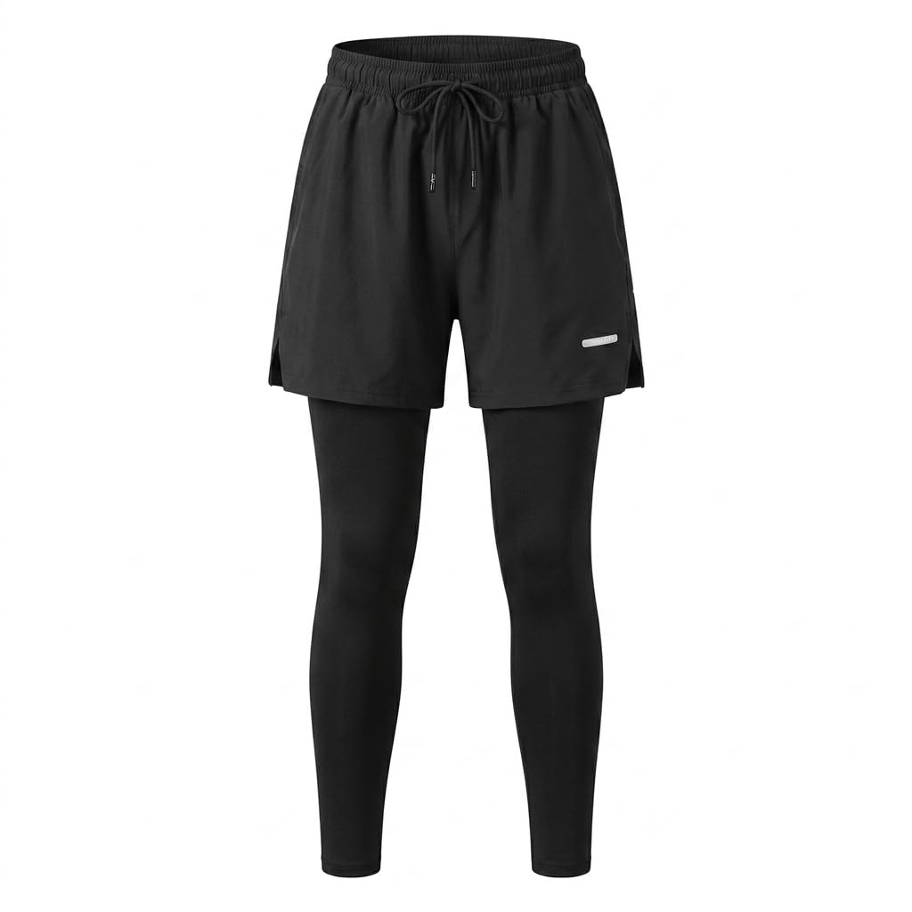 Leggings Sportivi da Donna con Tasca, Pantaloni da a Due Pezzi Asciugatura Rapida per Palestra e Running, per mento