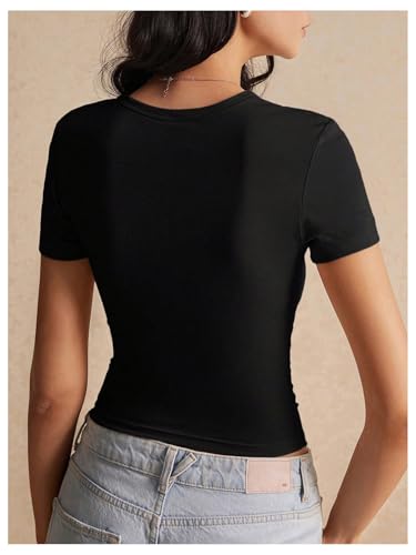 SOLY HUX Women's Crop Tops Y2K Short Sleeve Shirts Cute Bow Embroidery Tee Shirts Summer Tops3