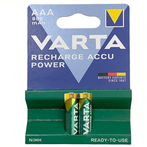Batterie Ricaricabili Recharge Accu Power AAA 800 mAh | 1 Confezione da 2 Pezzi | Per Telecomandi, Torce, Giocattoli e Dispositivi Elettronici