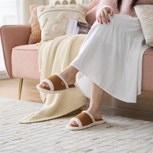 Image of GOEWY Cross Band Slippers for Women with Cozy Memory Foam Machine Washable | Open Toe Summer Cute Slipper,Soft Black House Shoes Slides,Indoor Outdoor Non-Slip Slip On,Gifts for Women Ladies Her Mom