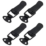 Antrader 4 Set Black Stainless Steel Hardware Cabinet Boxes Spring Loaded Latch Catch Toggle Hasp with Screws