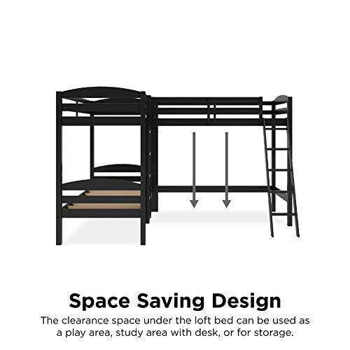 Dorel Living Clearwater Triple Wood Bunk, Twin Size, Black Bed