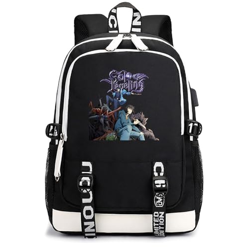Sageam Anime Solo Leveling Sac à Dos Toile Sac à Dos Loisir Sac de Voyage avec Port de Charge USB et Port Casque